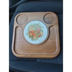 Vintage Goodwood Fruit Floral Ceramic Wood Trivet Hot Plate‎ Kitchen Retro Decor
